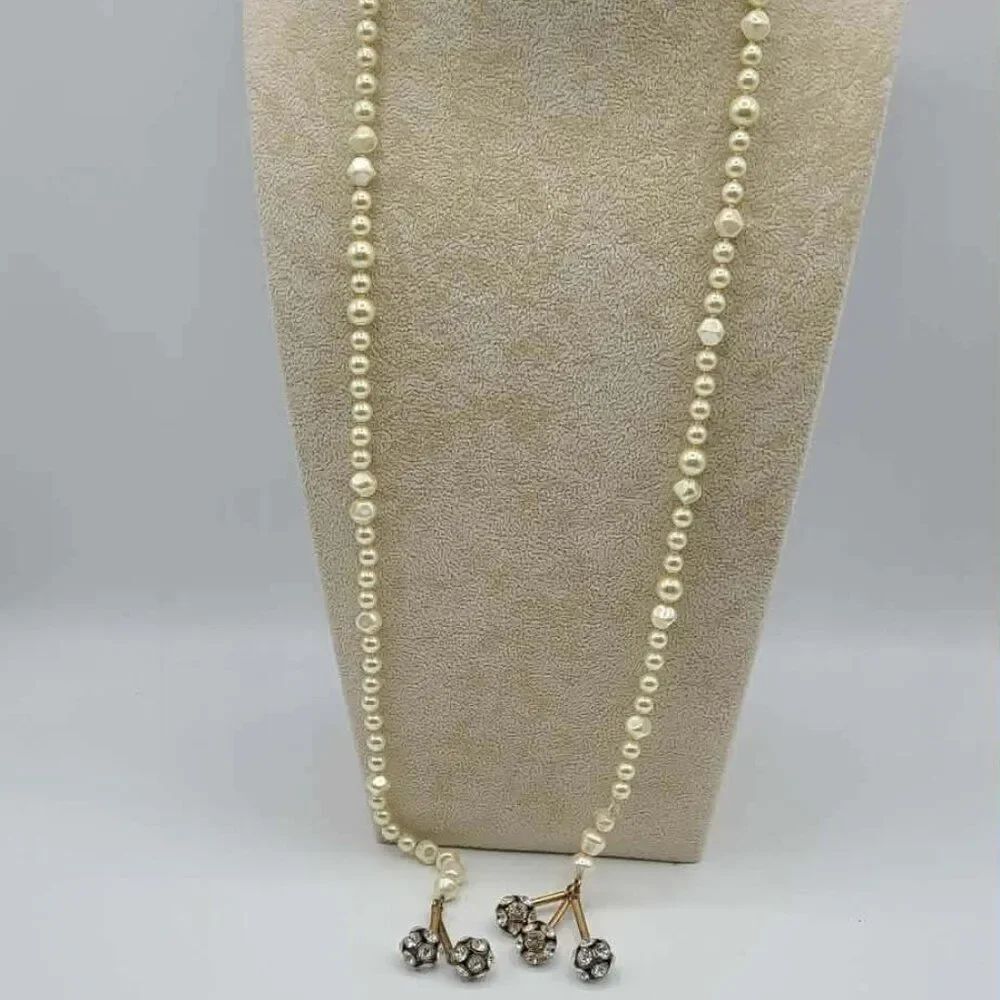 J Crew Faux Pearl Necklace with Crystals